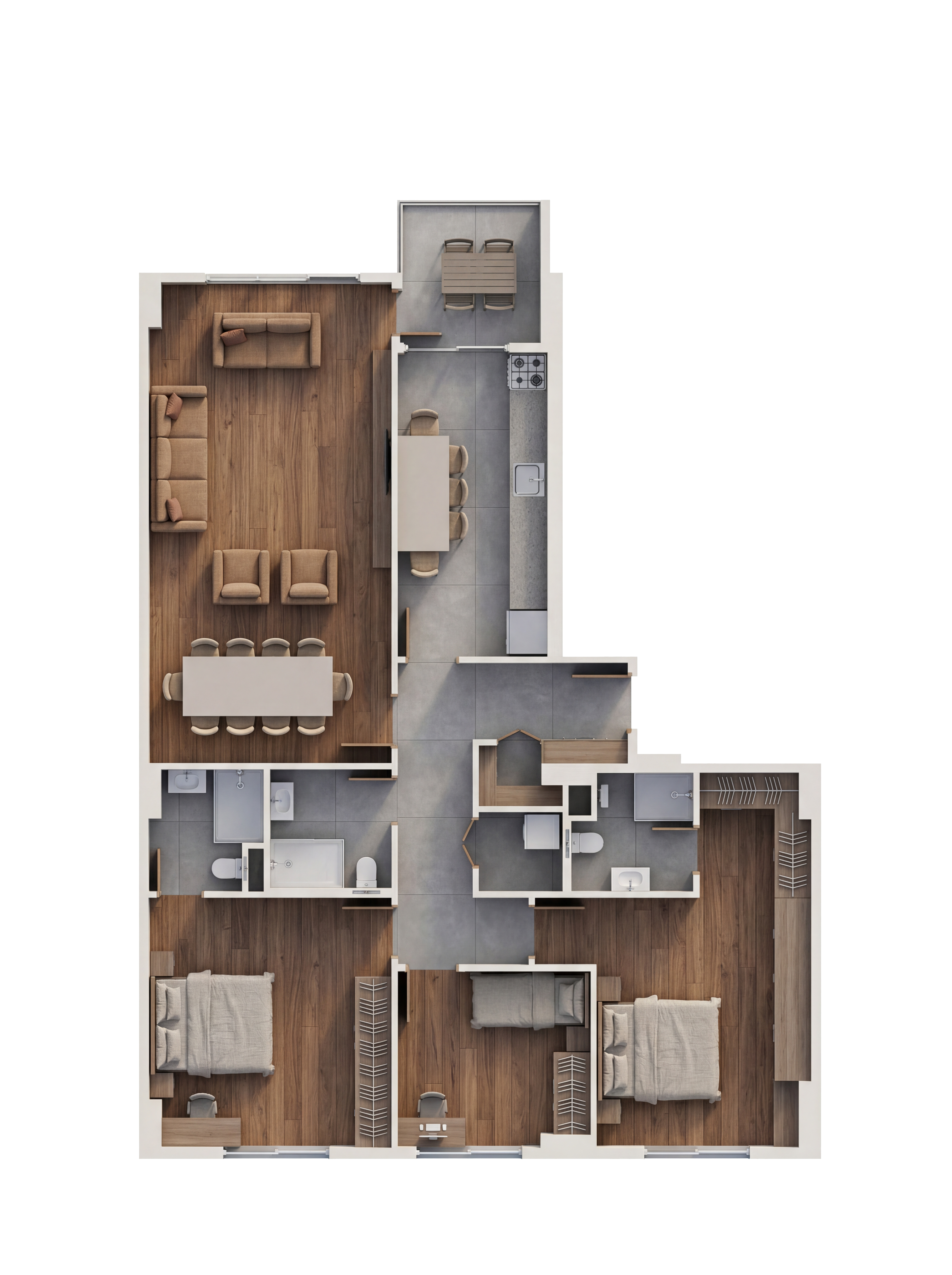 3+1 Kapalı Mutfak Kat Planı