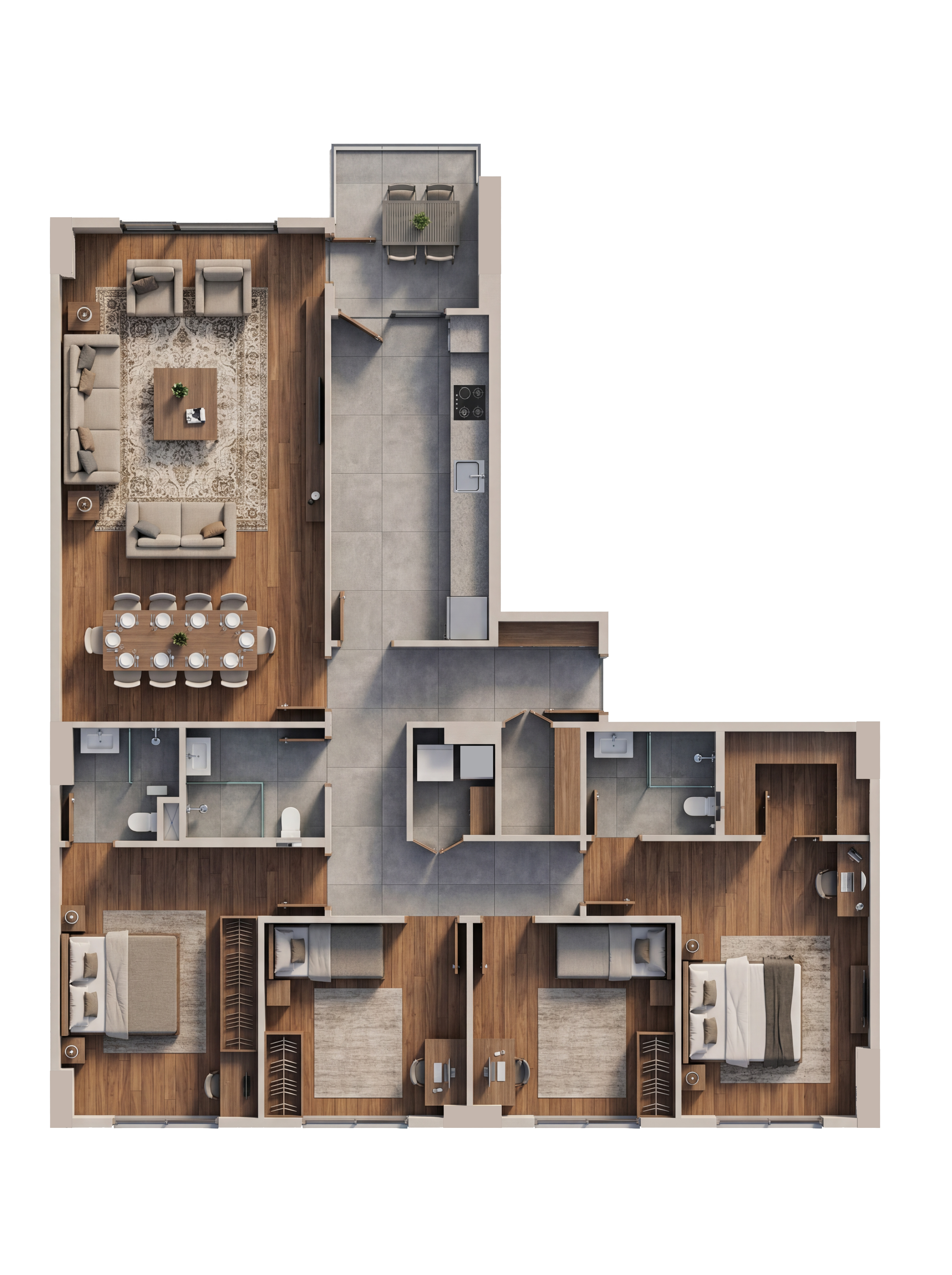 4+1 Kapalı Mutfak Kat Planı